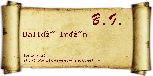 Balló Irén névjegykártya